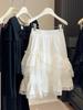 Sweet & Fresh Layered Lace Ruffle Hem Midi Skirt - High-Waisted, Fluffy Spring/Summer 2026 Collection