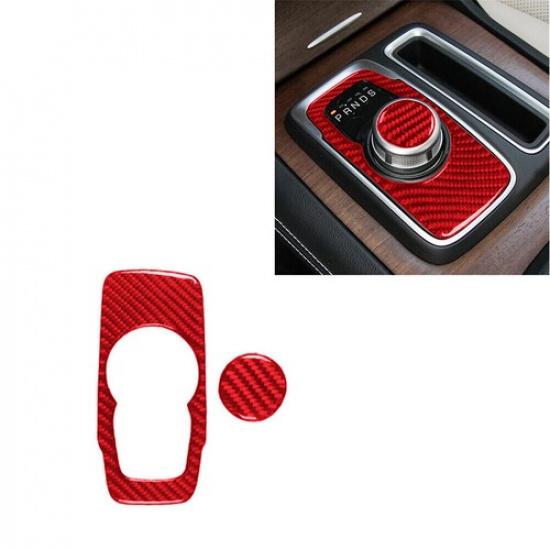 2Pcs Red Carbon Fiber Interior Gear Shift Cover Trim For 2015- Chrysler 300