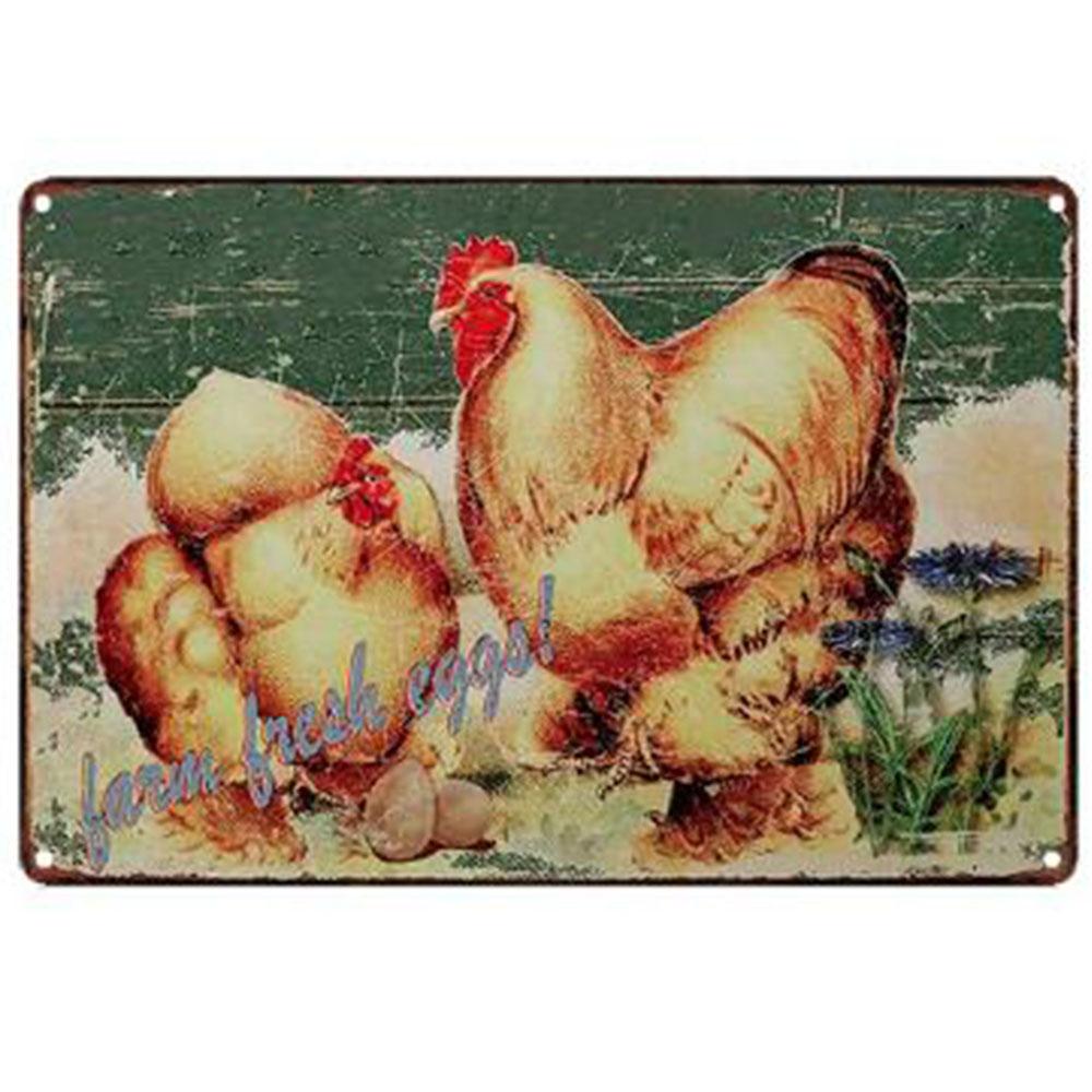 Mfoever Chicken Egg Shabby Chic Poste Tin Signs Metal Plate Farm Fresh Eggs Metal Tinplate Sign Poster xcm