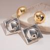 European and American metal style oval hollow chain earrings light luxury high-end stud earrings personalized niche earrings women