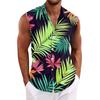 Men Tank Tops Sleeveless Shirts for Men with Button Down Collar and Tropical Print Men’s Tank Tops Men’s Tank Shirts