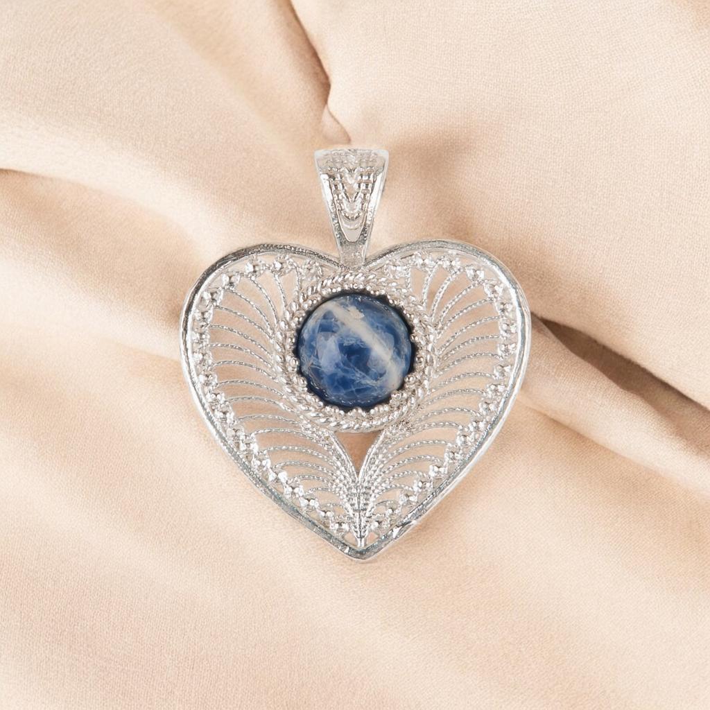 Sodalite Gemstone 925 Sterling Silver Jewelry Handcrafted Pendant 1.4" For Women CP-15-27