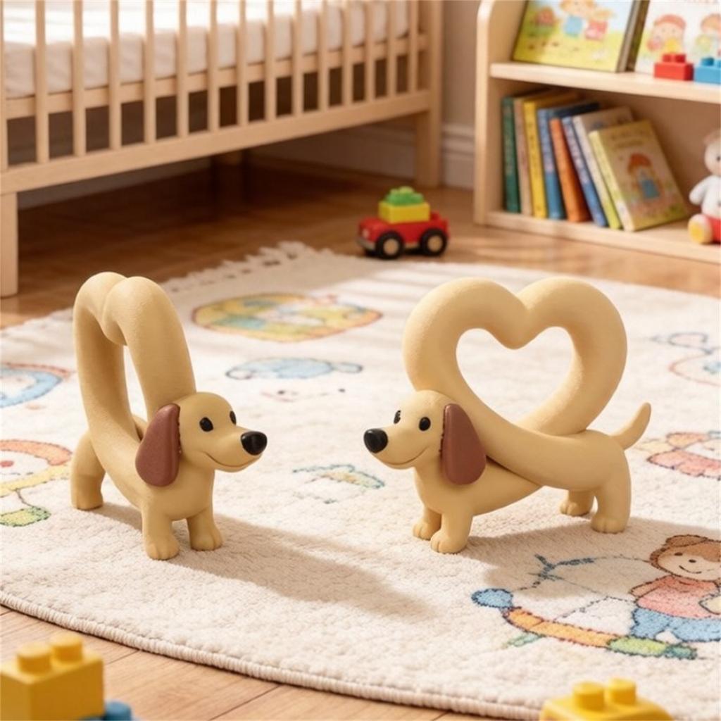 3D-gedruckte herzförmige Hundefigur Dekorative Skulptur Heim-Büro Schreibtisch-Ornament Geschenkidee Einzigartiges Design Leichtes Material