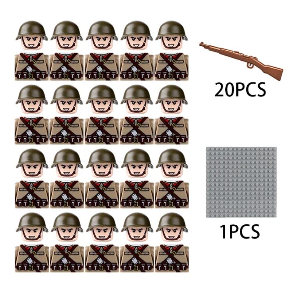 Kinderbausteine Chinesisches Spielzeug Neuer WW2 Soldat Militär Armee Mini-Puppen Nationales Bündnis Offizier Gewehrriemen Spielzeug Großhandel