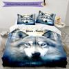 3PC Custom Name Wolf Spirit Reflection Bedding Set Duvet Cover Closure Includes 1 Duvet Cover & 2 Pillowcases for Bedroom