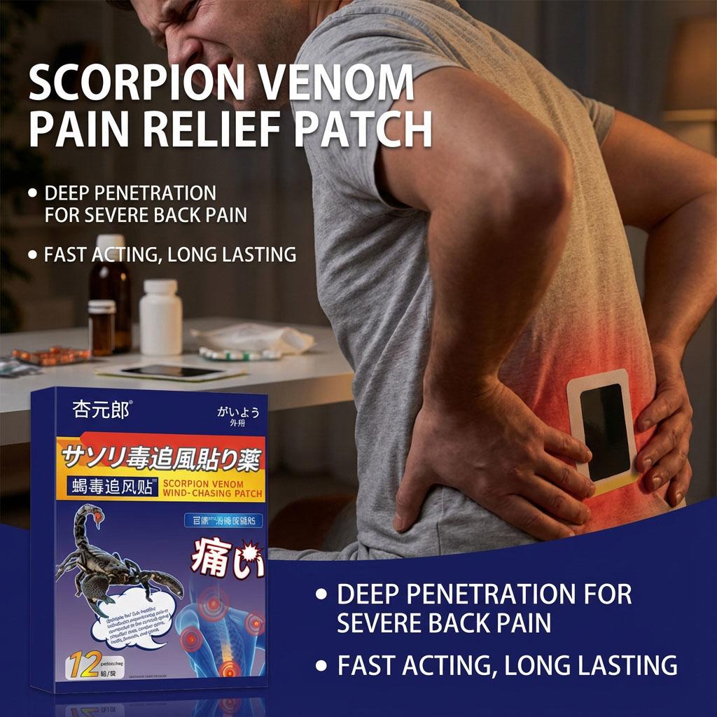 

Fast Acting Pain Relief Plaster 12Pcs Scorpion Extract Patch for Soothing Lumbar Back Ache Knee Joint Pain & Bruises