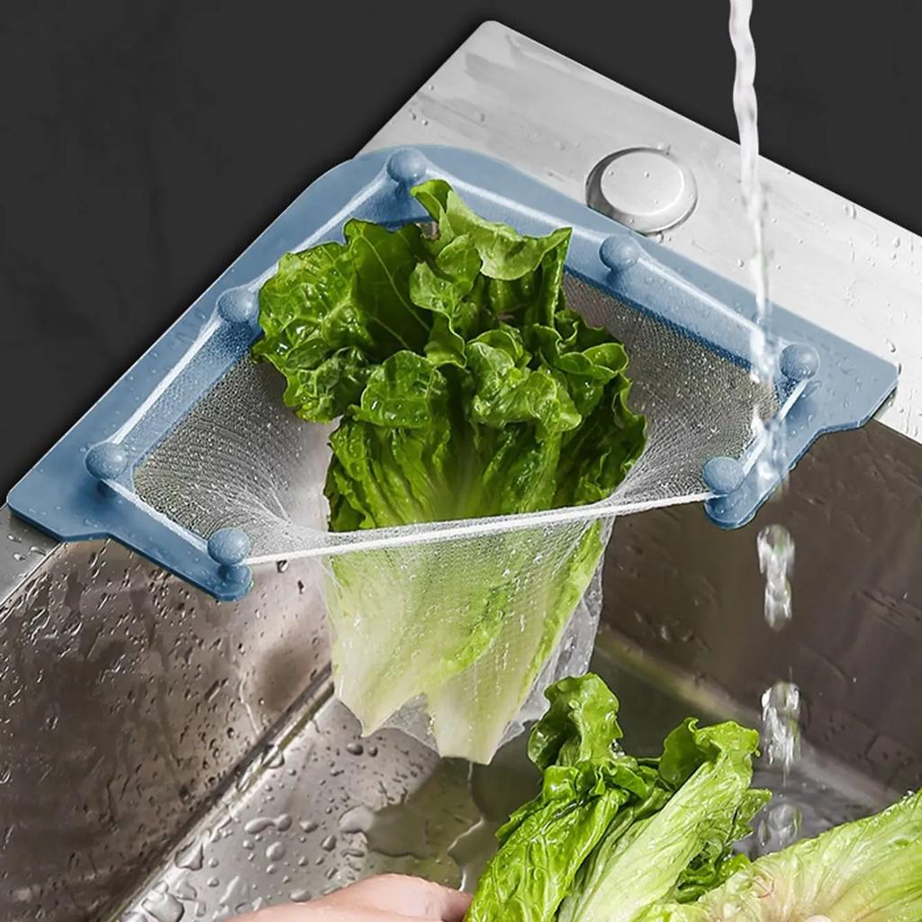 Kitchen Sink Filter Screen Inverted Triangle Leftovers Drain Rack Hanging Net Drain Rack Sink Residue Vegetable Filter Screen