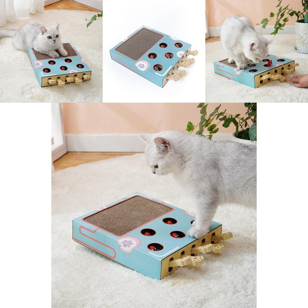 Five-hole Whack-a-mole Corrugated Cat Scratcher Multifunctional Toy For Cats And Kittens Wood And Corrugated Paper