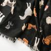 Autumn/Winter Cotton Linen Feel Scarf with Cute Dog Design - Women's Warm Shawl