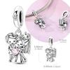 Original 925 Sterling Silver Charm Bead Pink Zircon Newlyweds Pendant Fit Original Bracelet Necklace For Women DIY Jewelry Gift