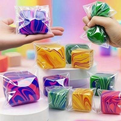 1 Pack Squishy Tab Handmade Rotating And Squeezing Cube Toys Provide a Relaxing Sensory Fingertip Experience,with Bright Colors
