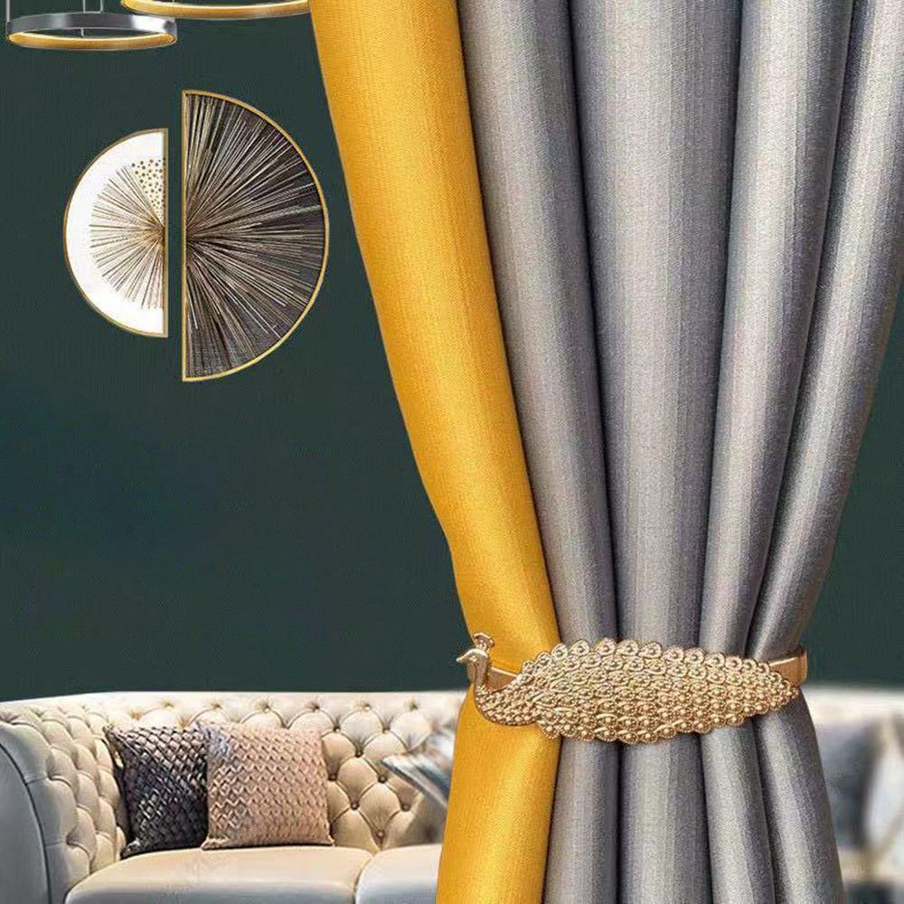 Elk Feather Curtain Tieback Leaf Peacock Peony Elastically Curtains Tie Backs Fashion Curtain Rope Holder Hooks Binding Strap