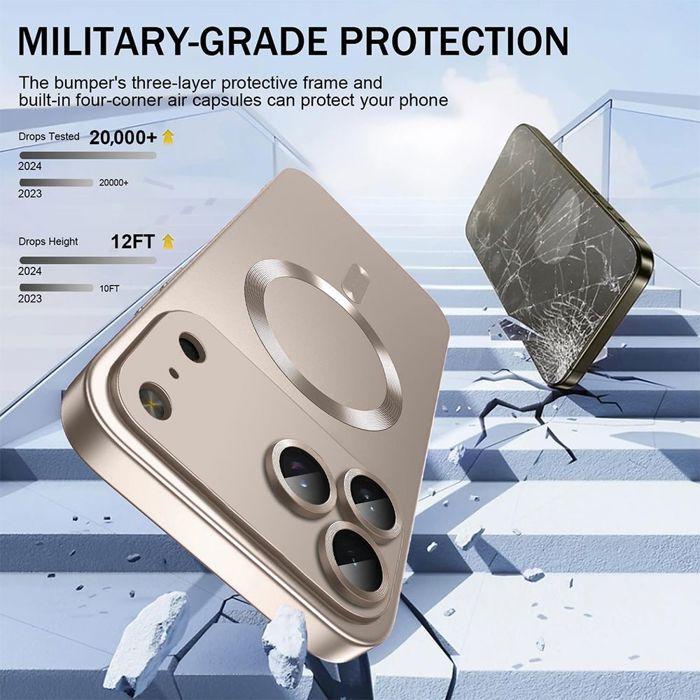 Coque pour iPhone 18 Pro Max, Protection Anti-Rayure avec Cercle Magnétique Doré - 2 Verres Trempés