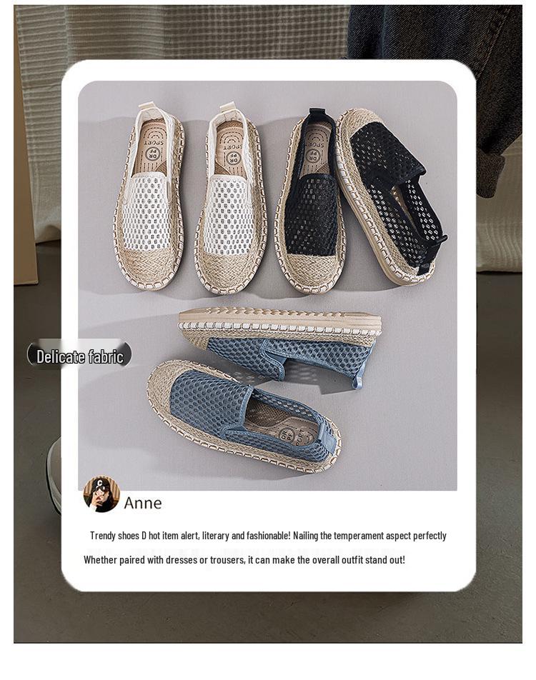 Women's 2025 Summer Mesh Slip-On Fisherman Shoes - Lightweight and Breathable Casuals with Traditional Beijing Style.