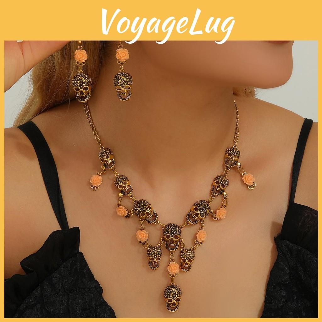 Skeleton Pendant Vintageinspired And Earrings Pack With Alloy Chain For Dressing Holiday