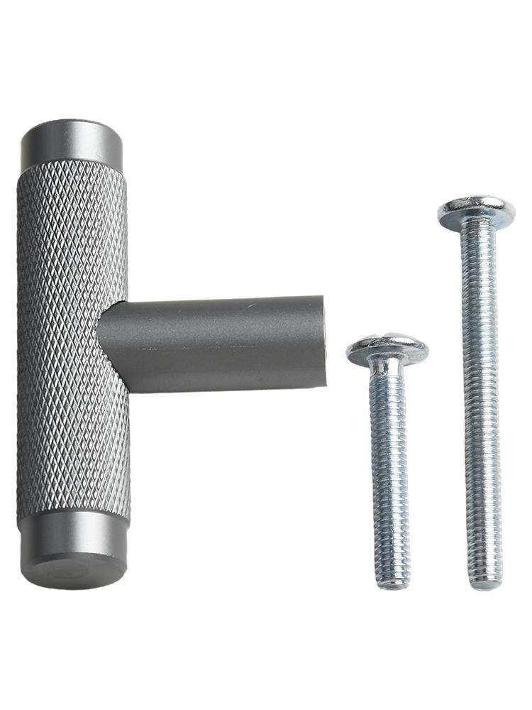 Knurled T Bar Door Handle for Kitchen Cabinet Drawer and Cupboard Modern Aluminium Design with Comfortable Grip