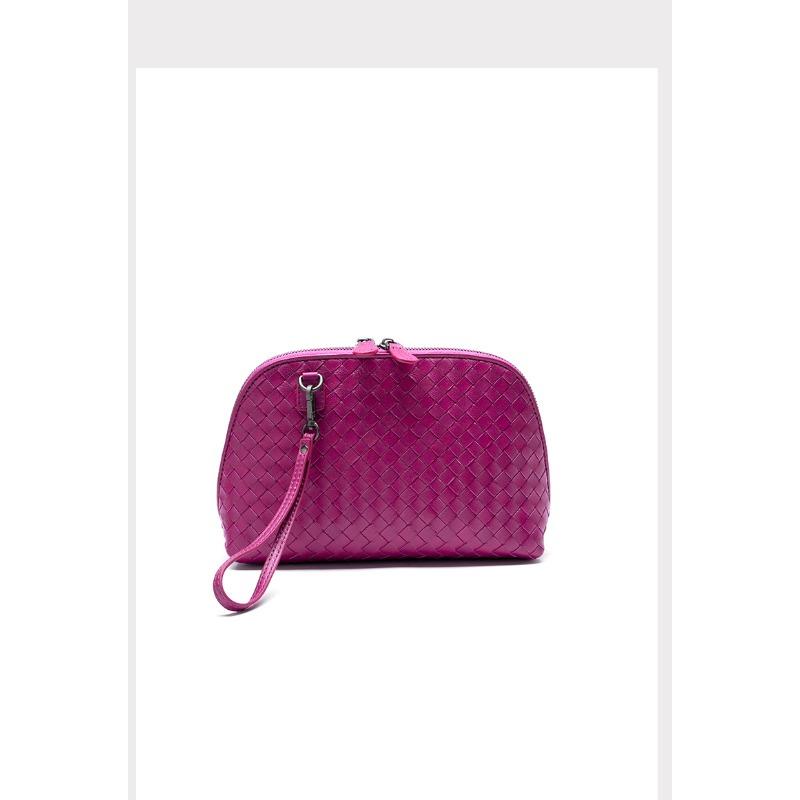 Cross Border Trend New Woven Women's Bag Top Layer Sheepskin Handmade Woven Diagonal Cross Bag Hand-held Makeup Bag
