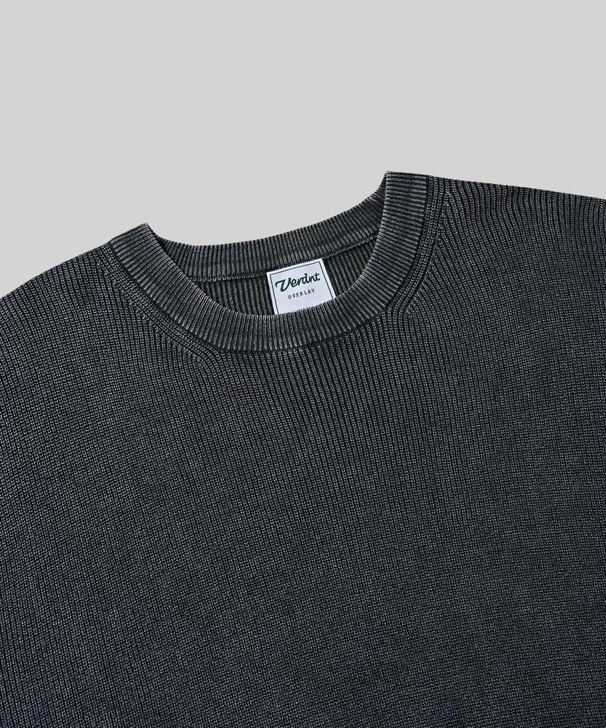 Beodeonteu Pigment Washed Round Neck Knit [Charcoal]