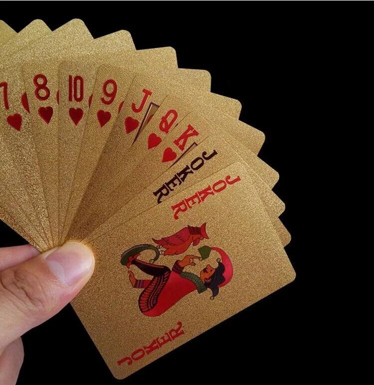 EURO USD Zadní Zlaté Hrací Karty Plastová Voděodolná Balíček Odolný Poker Zábava
