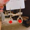 2024 Trendy Water Drop Diamond & Red Bead Pearl Earrings for Women