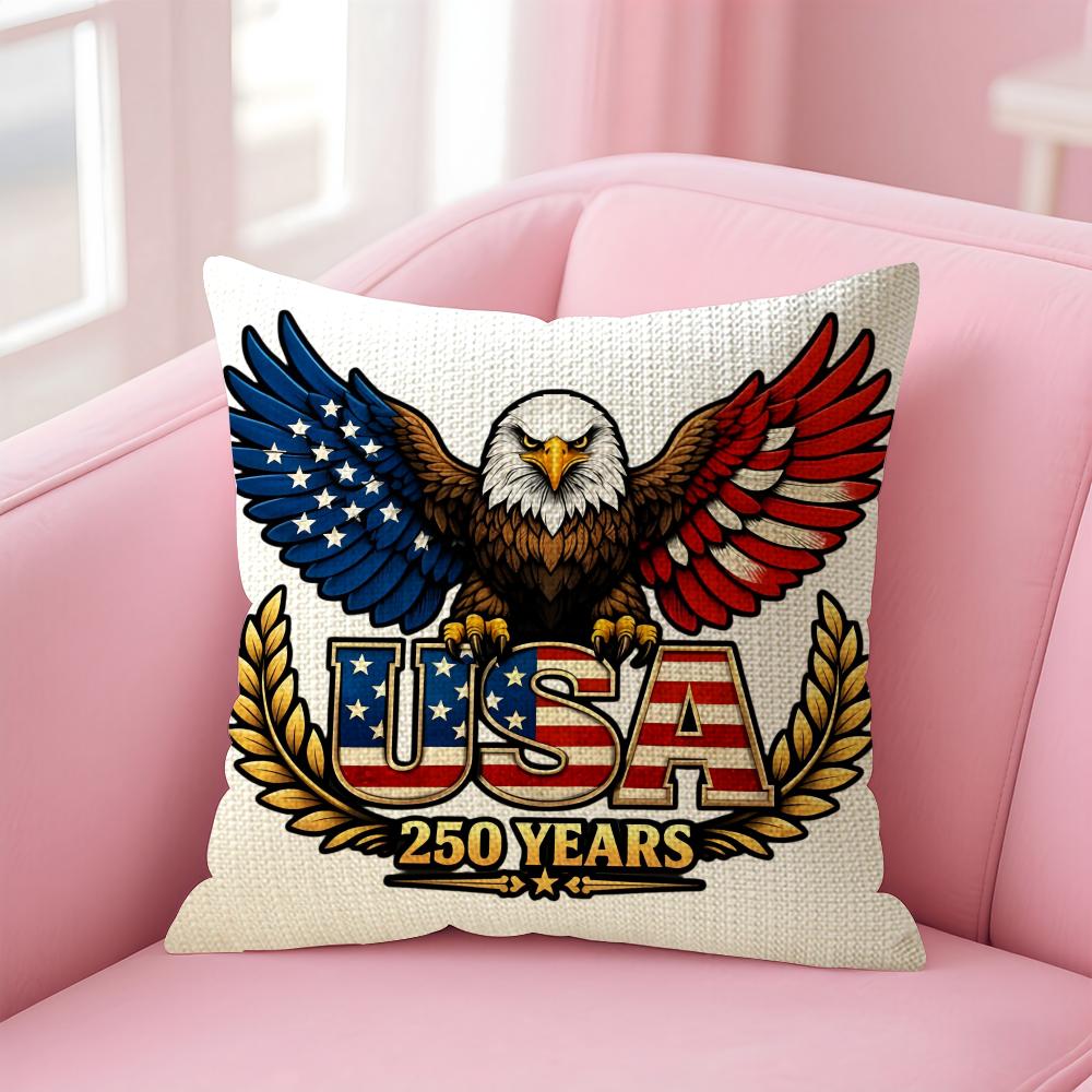 American Year Cushion Cover Natural Linen Pillow Case DoubleSided Print Decorative Sofa Pillowcase Home Decor Gift