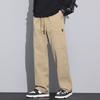 American Trend Versatile Elastic Waist Overalls Men's Spring New Loose Wide-leg Straight Casual Pants Men