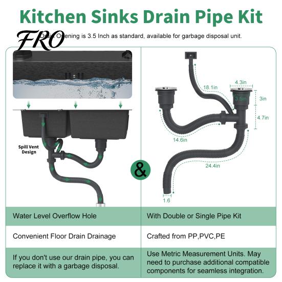 Double Bowl Kitchen Sink Sink, 30.7x16.9 Inch Stainless Steel with Nano Coating, Deep Drop-in/Top-Mount for Modern Kitchen, Includes Drain