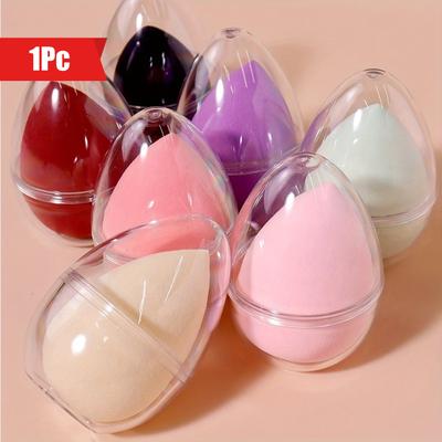 1 éponge de maquillage avec boîte de rangement, mélangeur de beauté à double usage sec et humide, sans défaut pour fond de teint liquide en poudre et crème