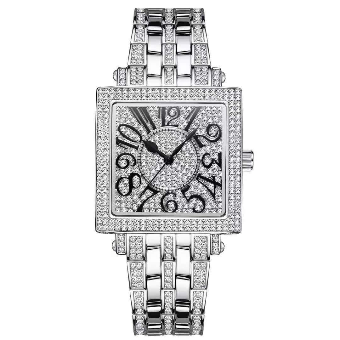 Fashion Square Watch Full Diamond Digital Scale Versatile Fashion Watch Student Quartz Watch