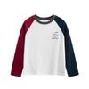 Clothing Children's Spring and Autumn Contrast Color Round Neck Long Sleeves T-Shirt Boys and Girls Pure Cotton Dinosaur Children's Bottoming Shirt