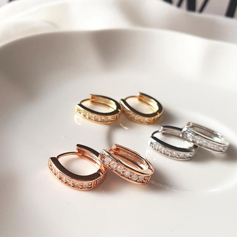 

Жіночі Мінімалістичні Класичні Сережки-Кільця Nechifu Срібні pink gold