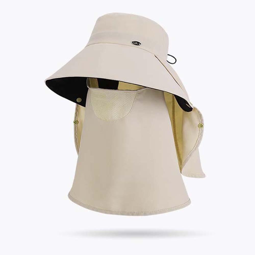 Anti-UV Mask Neck Protection Hat Solid Color Picking Tea Hat Cycling Cap Sunshade Shawl Cap  Travel