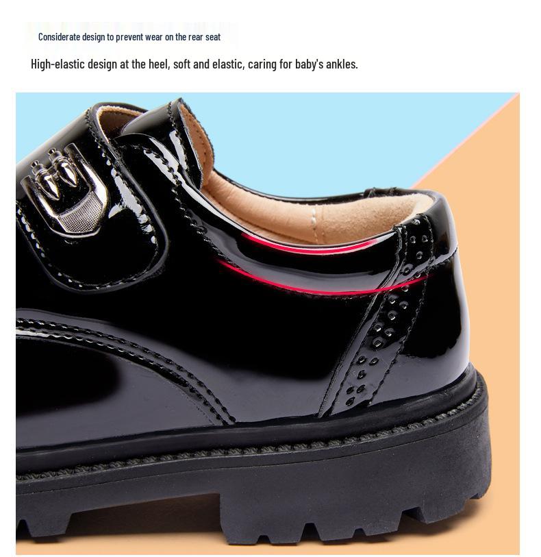 Scarpe nere in pelle da ragazzo - Suola morbida, Stile britannico, Antiscivolo, Perfette per la primavera e l'autunno