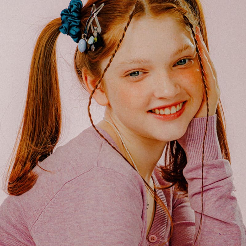 mellotory mini shirring satin scrunchie (dark green)