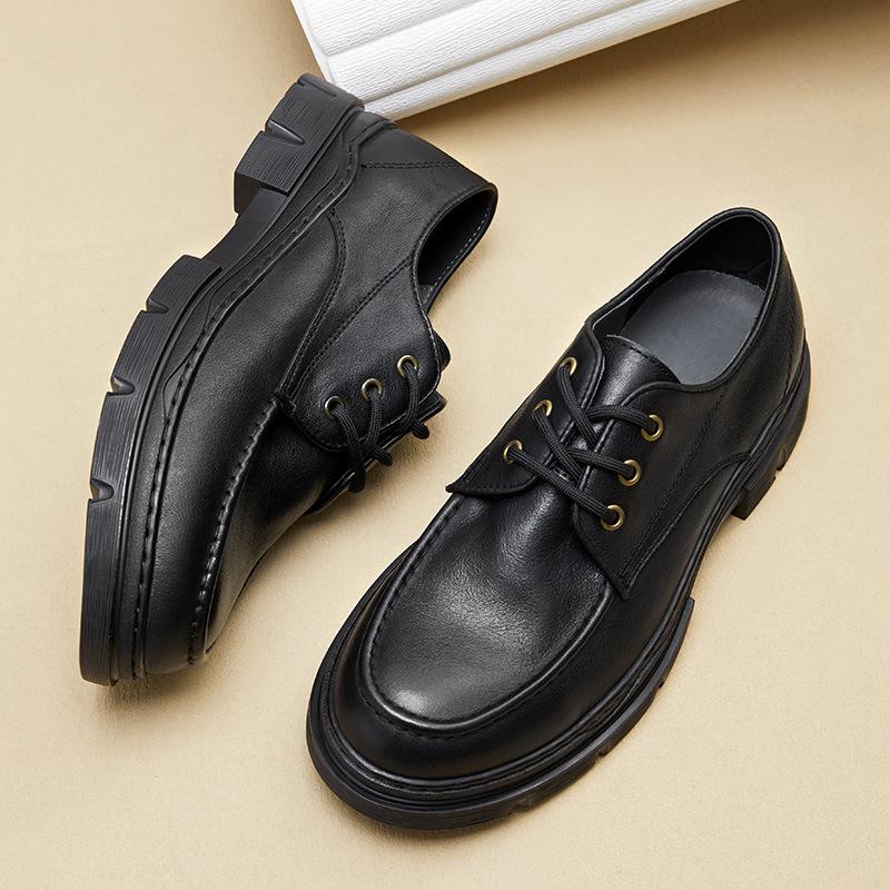 Trend Casual Tooling Shoes Fashion Platform Casual Leather Shoes Sewing Line Handmade Men'S Shoes Tide