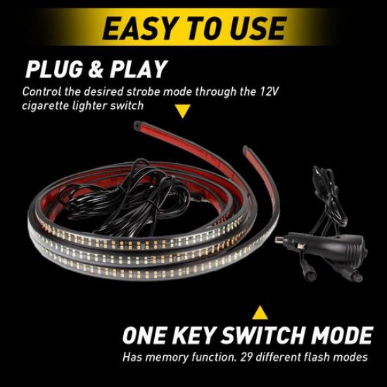 2 Truck Tailgate 60" LED Light Strobe Bar Strip Tail Light Bar Warming EXV