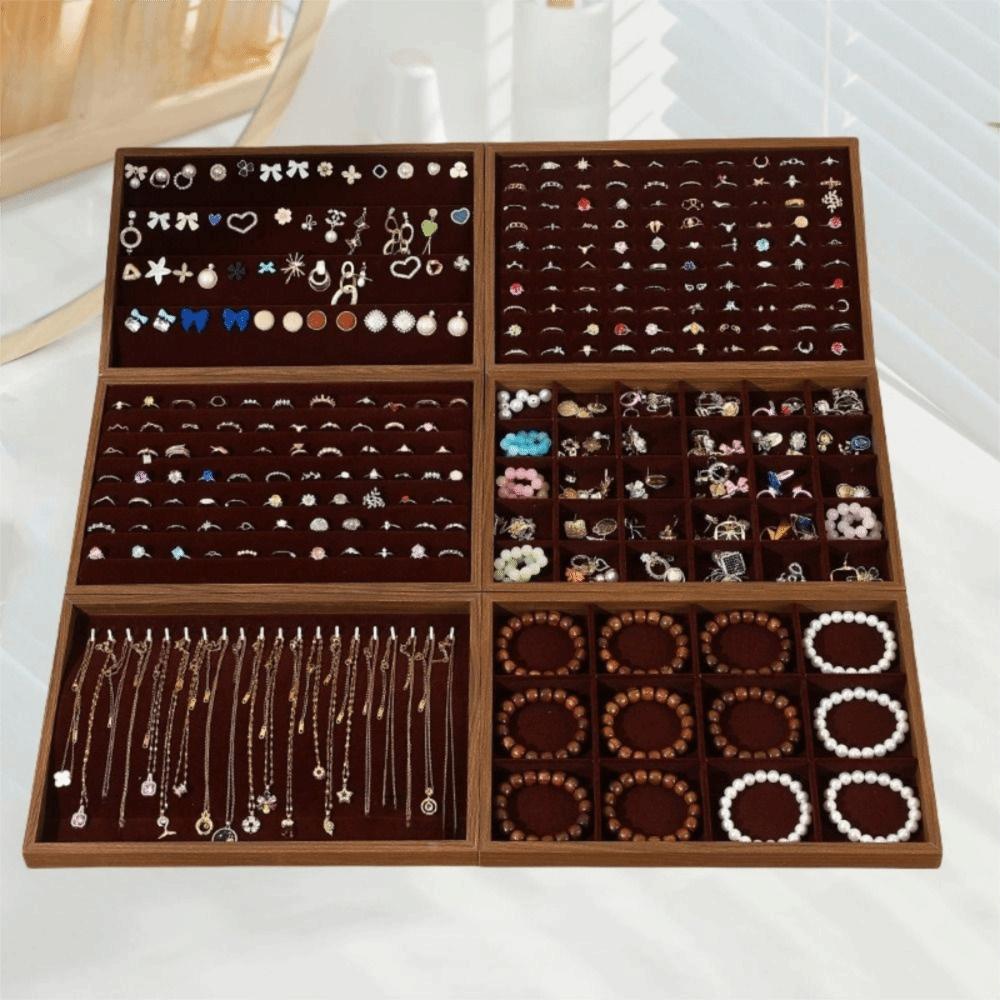 Flat Bottom Jewelry Display Tray Multi Compartments Jewelry Drawer Inserts Earring