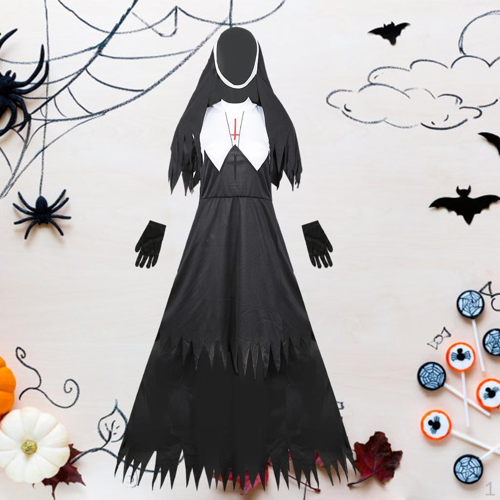 Ldies Dress Up Nun Mgicl Hlloween Cosply Costume Outfit