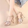 Fashion Sexy High-Heeled Sandals Women Summer Fashion Catwalk Bow High-Heeled Sandals Women Open-Toed With Waterproof Table High Heels