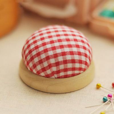 Ball Shape Lovely DIY Craft Needlework Fabric Wood Bottom Sewing Accessories Needle Holder Pin Cushion Needle Pillow