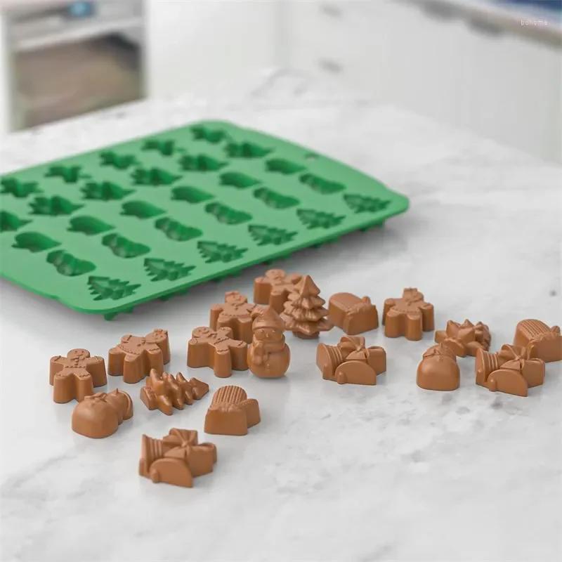 Christmas Silicone Baking Molds for Candy Chocolate Fondant Non-Stick Holiday Cake Decorating Tools Santa Snowman Tree Mold Set