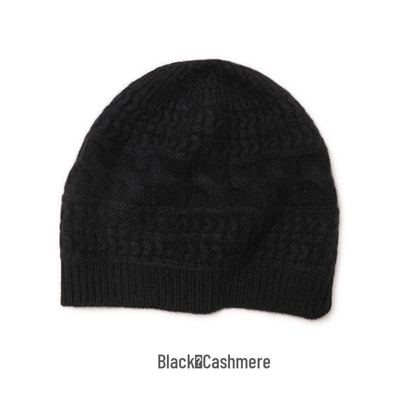Kangsai Women s 100% Cashmere Jacquard Knit Hat - Warm, Versatile, Simple Fashion One Size чёрный