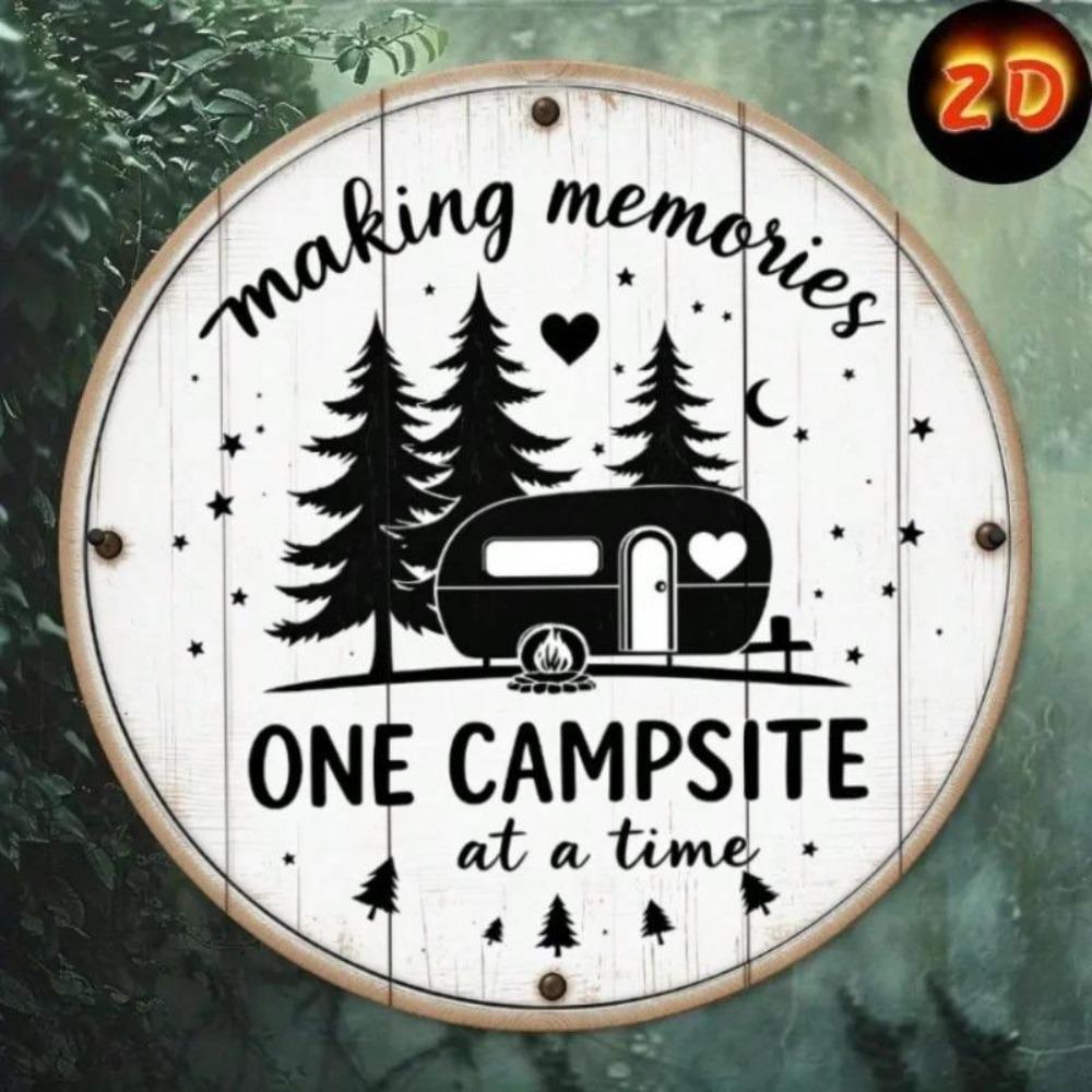 Segno Metallico Divertente a Forma di Camper Vintage Decorazione Murale Design Rustico da Campeggio