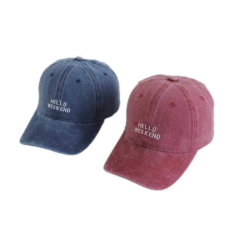Original Korean Version of Old Multi-row Letter Embroidered Baseball Hat for Women Soft Top Baseball Hat Japanese Retro Sun Hat
