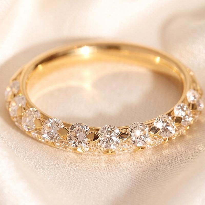 Xiaomi Huitan Thin Women Gold Color Ring Minialist Party Daily Versatile Inlaid Bright Cubic Zirconia Chic Accessories Trendy Jewelry