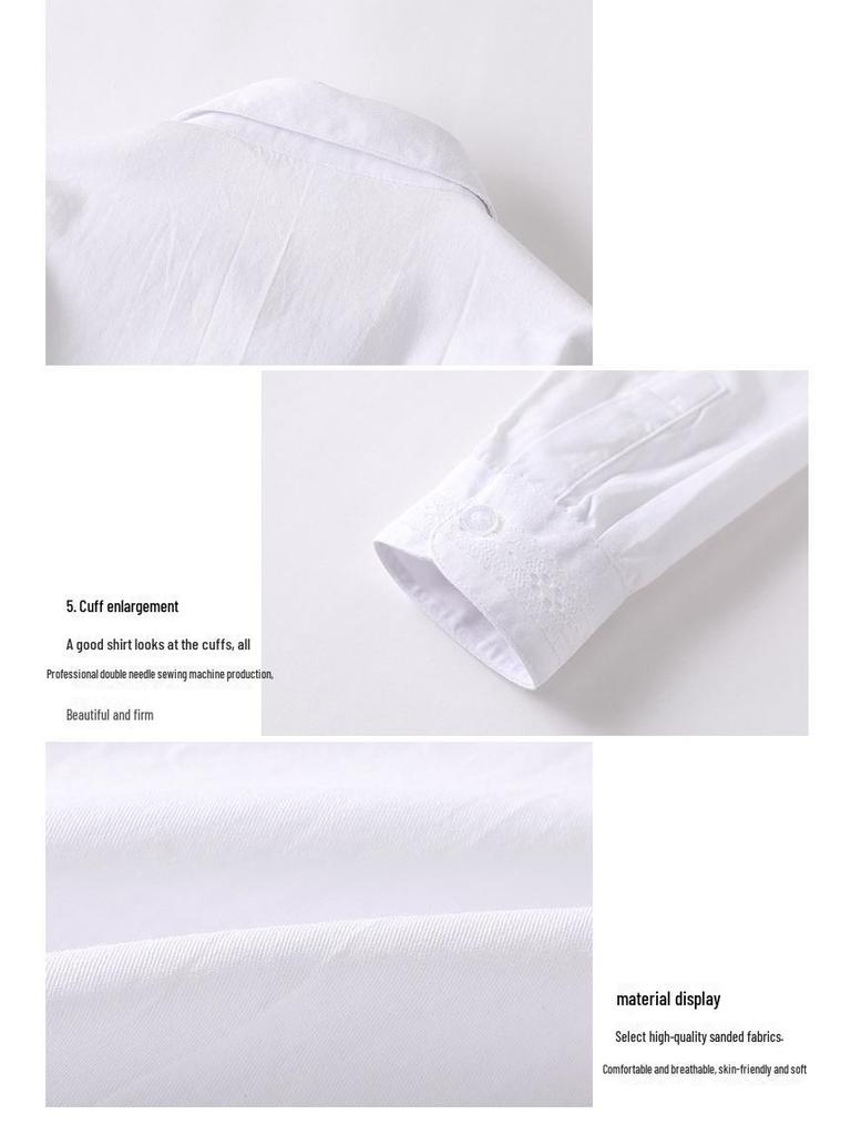Girls' White Cotton Long-Sleeve School Shirt - Spring/Autumn Style for Primary and Secondary Students