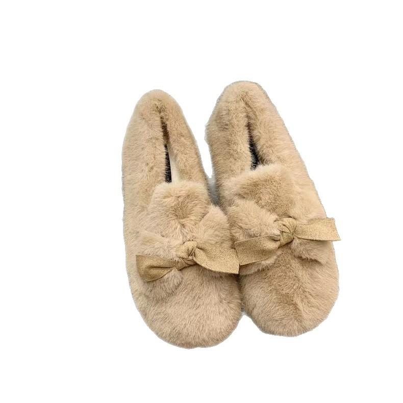New winter cotton shoes women's wind Doudou women's shoes warm and velvet fairy wind fluffy shoes women