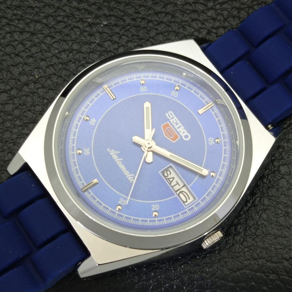 YENİLENMİŞ VINTAGE SEIKO 5 OTOMATİK JAPON ERKEK MAVİ KADRAN SAAT a434683-2