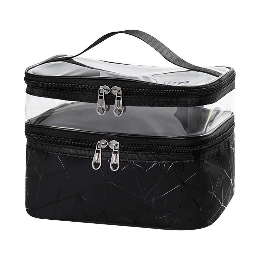 New Makeup Bag Cosmetic Bag Travelling Double Layer Make Up Bag Organizer Medium Case For Women Girls Reusable Toiletry Bags