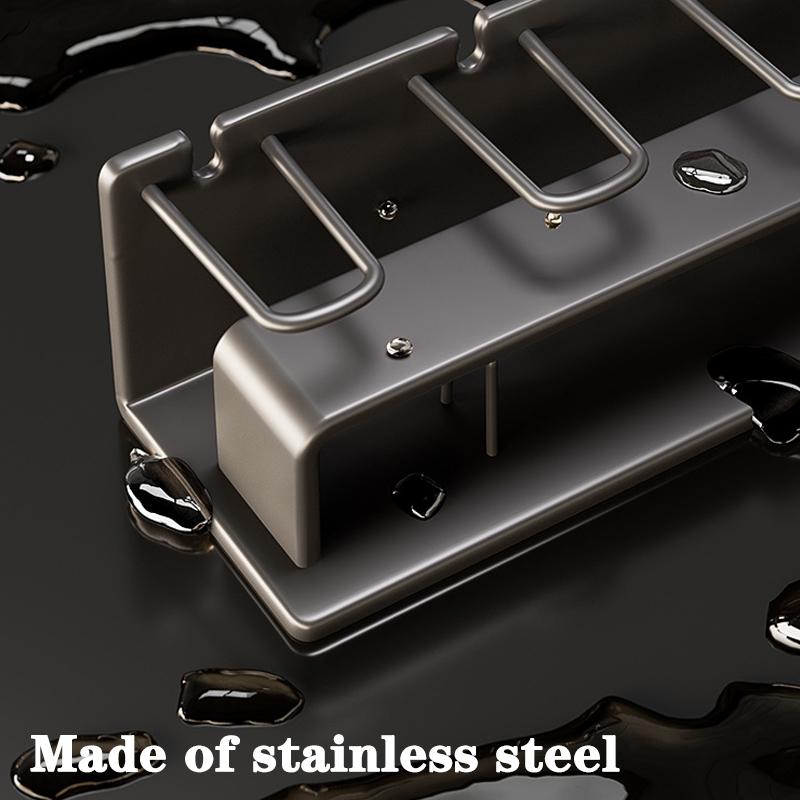 Metal Toothbrush Storage Rack Wall-Mounted U-Shaped Card Slot Electric Toothbrush Holder Razor Cup Shelf Bathroom Organizer